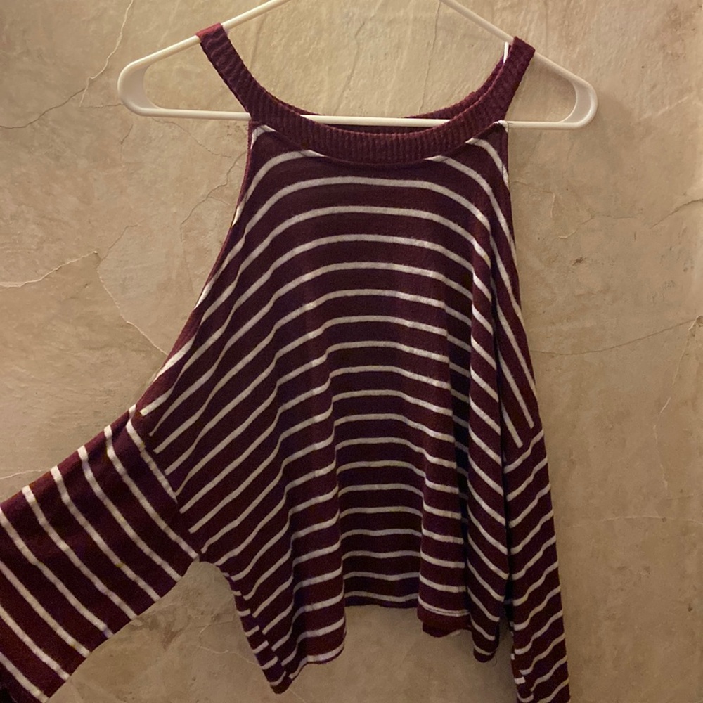 Off the shoulder stripped sweater